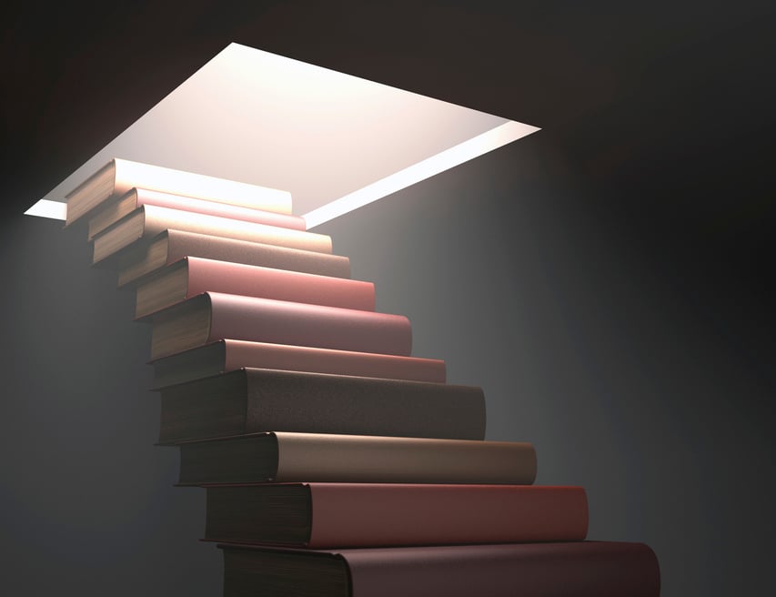 "Books making steps